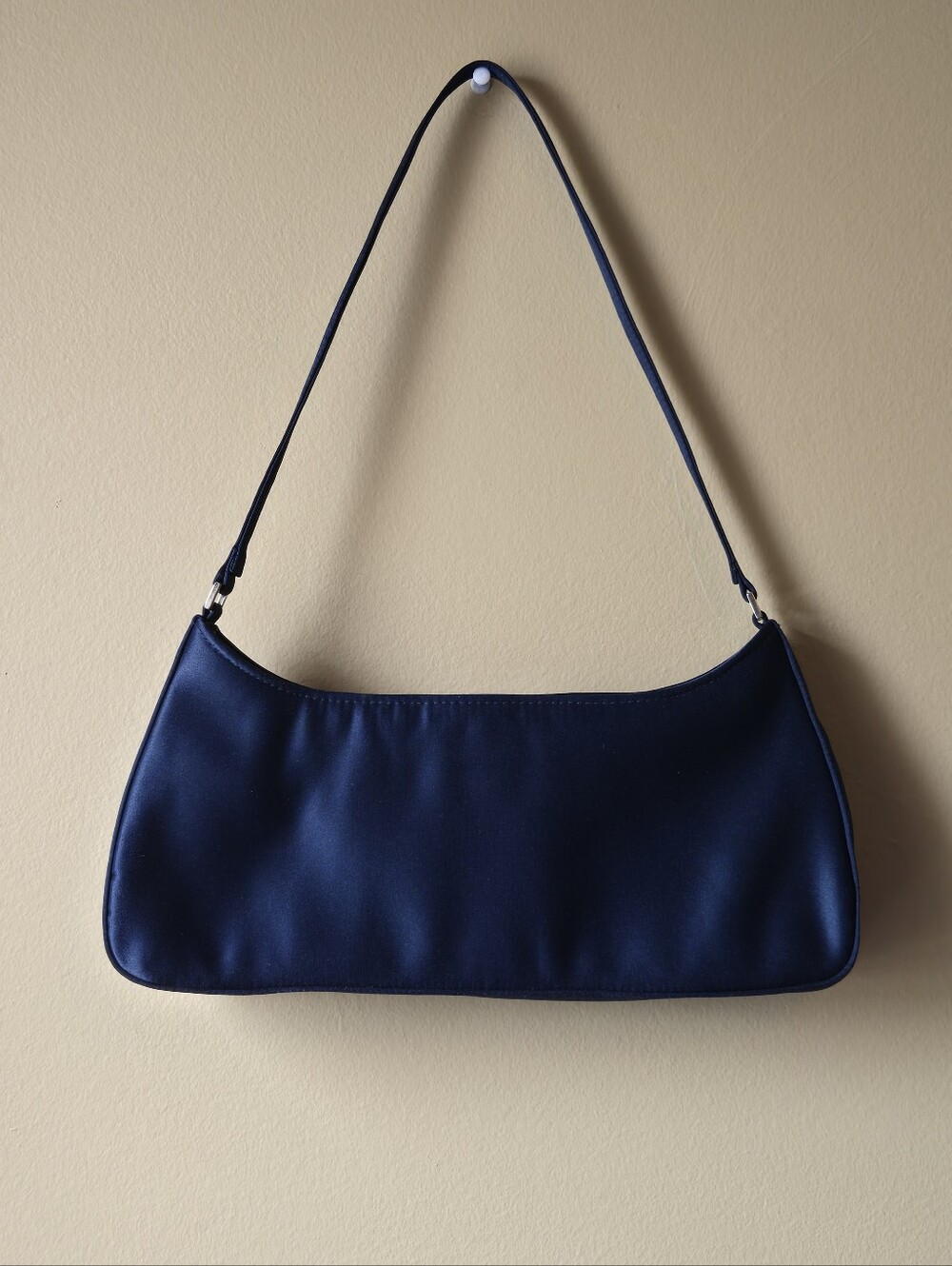 Sleek Velvey Navy Shoulder Bag